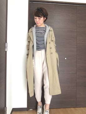 「ショッピング」｜「アイテム（トレンチコート）」を使った、*nom*さん（レディース・166cm）の冬コーディネート