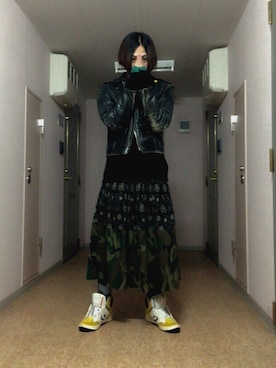 「FACETASM」｜「アイテム（ライダースジャケット）」を使った、Mao Kawanoさん（メンズ・180cm）の冬コーディネート