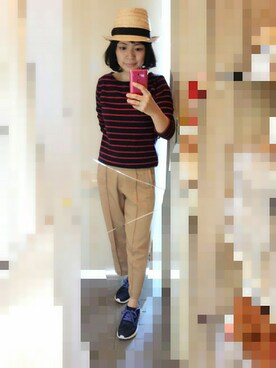 「EMODA（エモダ）のアイテム（スラックス）」を使った、ayumiiさん（レディース・154cm）の春コーディネート