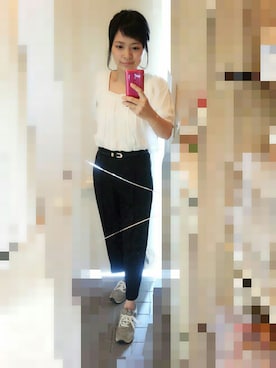 「EMODA（エモダ）のアイテム（スラックス）」を使った、ayumiiさん（レディース・154cm）の夏コーディネート