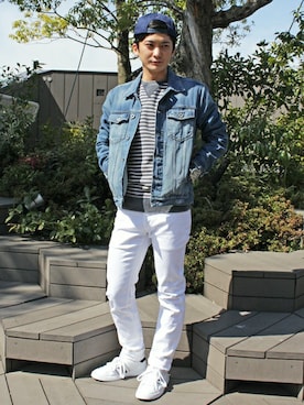 「HILFIGER DENIM（ヒルフィガーデニム）のアイテム（デニムジャケット）」を使った、HARUさん（メンズ・171cm）の春コーディネート