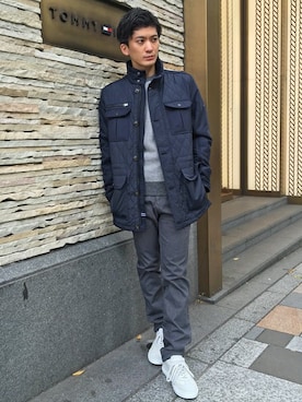 「TOMMY HILFIGER（トミーヒルフィガー）のアイテム（その他アウター）」を使った、HARUさん（メンズ・171cm）の冬コーディネート