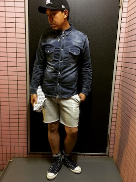 「アイテム（クラッチバッグ、ホワイト系）」を使った、h_t_s_i_9さん（メンズ・176cm）の春コーディネート