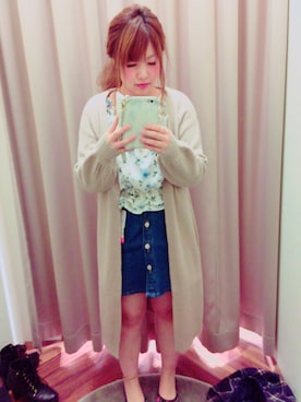「NICE CLAUP（ナイスクラップ）のアイテム（その他アウター）」を使った、みしゅさん（レディース・152cm）の春コーディネート