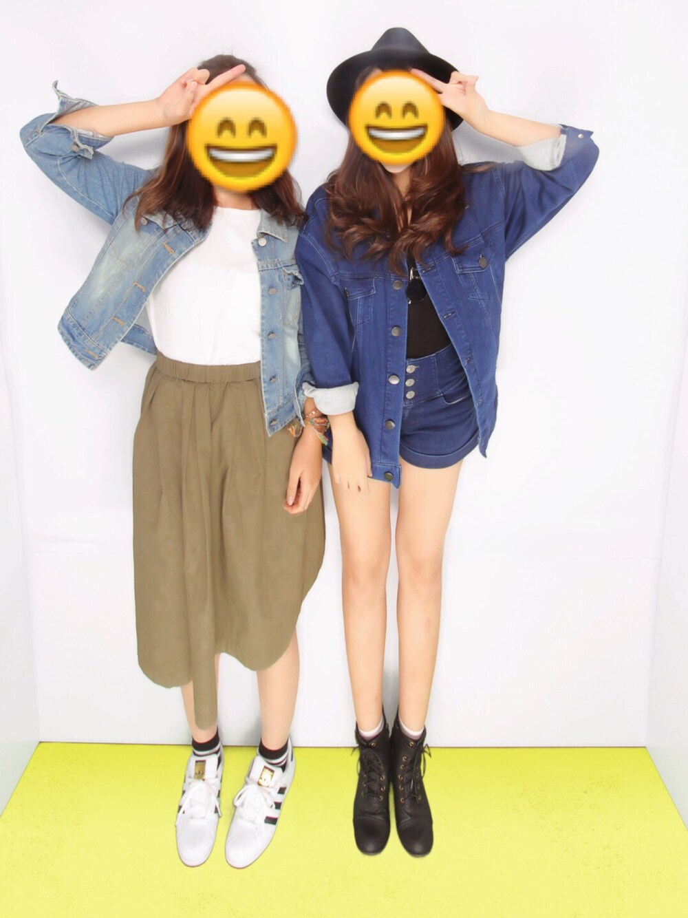 「デニムオンデニム、EMODA、backs、ハット、one way」｜「EMODAのアイテム（デニムジャケット、ブルー系）」を使った、A I R I Nさん（レディース・158cm）の秋コーディネートの1枚目の写真