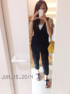 「ジャパンブルー」｜「アイテム（サロペット/オーバーオール）」を使った、なおさん（レディース・157cm）の夏コーディネート