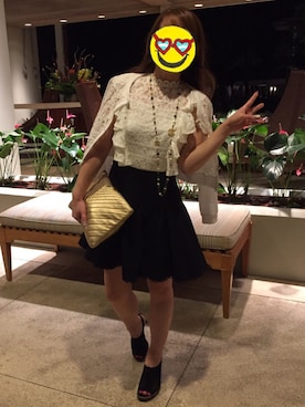 「ブラック×ホワイト」｜「アイテム（その他シューズ）」を使った、Reinaさん（レディース・157cm）の春コーディネート