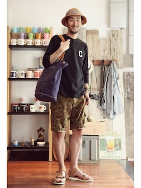 「Buzz Rickson's（バズリクソンズ）のアイテム（パンツ）」を使った、BARRELSさん（メンズ・184cm）の夏コーディネート