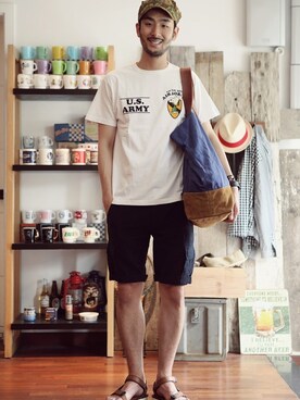 「SUGAR CANE（シュガーケーン）のアイテム」を使った、BARRELSさん（メンズ・185cm）の夏コーディネート