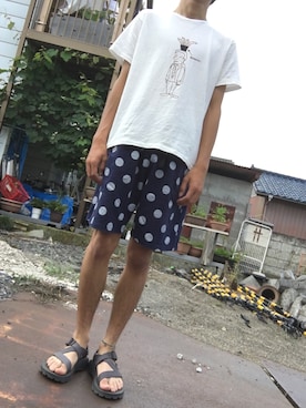 「ボタニカル」｜「アイテム（サンダル）」を使った、そさん（メンズ・173cm）の夏コーディネート