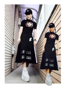 「M.Y.O.B（エム.ワイ.オー.ビー）のアイテム（スカート）」を使った、honokaさん（レディース・166cm）の夏コーディネート