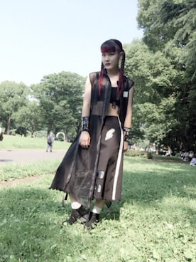 「M.Y.O.B（エム.ワイ.オー.ビー）のアイテム（スカート）」を使った、honokaさん（レディース・166cm）の夏コーディネート