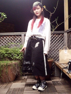 「M.Y.O.B（エム.ワイ.オー.ビー）のアイテム（スカート）」を使った、honokaさん（レディース・166cm）の秋コーディネート