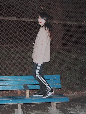 「M.Y.O.B（エム.ワイ.オー.ビー）のアイテム（スウェット）」を使った、honokaさん（レディース・166cm）の春コーディネート