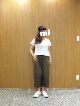 「FREDY&GLOSTER（フレディアンドグロスター）のアイテム（Tシャツ/カットソー）」を使った、mi---さん（レディース・154cm）の夏コーディネート