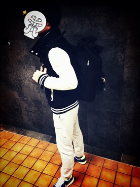 「BEAMS（ビームス）のアイテム（スタジャン）」を使った、筒井健太郎さん（メンズ・175cm）の冬コーディネート