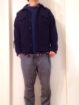 「soe shirts（ソーイシャツ）のアイテム（トップス）」を使った、TANAKAさん（メンズ・165cm）の冬コーディネート