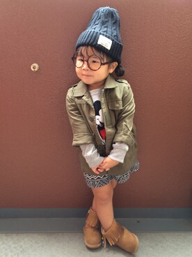 「Right-on KIDS（ライトオンキッズ）のアイテム（ニット/セーター）」を使った、RiiiiijuuuunnnAさん（キッズ・90cm）の秋コーディネート