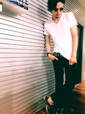 メタルフレームサングラスを使ったその他ユーザーのメンズ人気ファッションコーディネート Wear