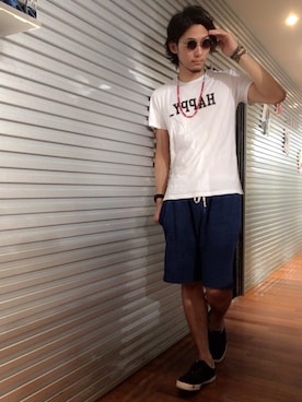 「24SURF_（トゥーフォーサーフ）のアイテム」を使った、高崎政義さん（メンズ・184cm）の夏コーディネート