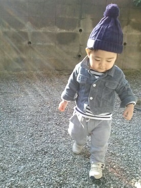 「アイテム（ママ＆ベビー、シルバー系）」を使った、ゆーさん（キッズ・80cm）の冬コーディネート