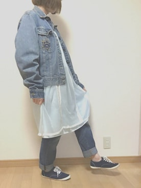 「WC（ダブル シー）のアイテム（デニムジャケット）」を使った、azu.さん（レディース・155cm）の春コーディネート