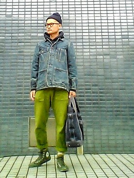 「OMNIGOD（オムニゴッド）のアイテム（カバーオール）」を使った、SHINJILOW さん（メンズ・173cm）の秋コーディネート