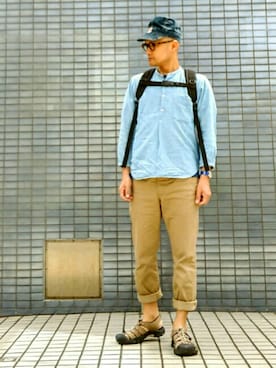 「WORKERS（ワーカーズ）のアイテム（パンツ）」を使った、SHINJILOW さん（メンズ・173cm）の春コーディネート