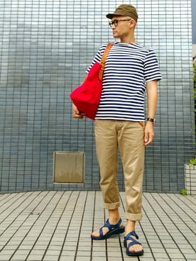 「WORKERS（ワーカーズ）のアイテム（パンツ）」を使った、SHINJILOW さん（メンズ・173cm）の春コーディネート