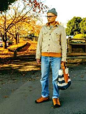 「Stuart Austin（ステュアートオースティン）のアイテム」を使った、SHINJILOW さん（メンズ・173cm）の秋コーディネート