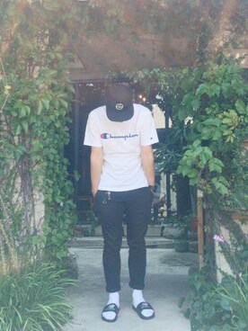 「REMIX（リミックス）のアイテム（帽子）」を使った、Edison Liさん（メンズ・178cm）の夏コーディネート