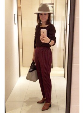 「UNTITLED（アンタイトル）のアイテム（帽子）」を使った、モアさん（レディース・153cm）の秋コーディネート