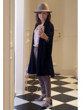「UNTITLED（アンタイトル）のアイテム（帽子）」を使った、モアさん（レディース・153cm）の秋コーディネート