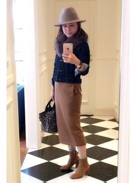 「UNTITLED（アンタイトル）のアイテム（帽子）」を使った、モアさん（レディース・153cm）の冬コーディネート