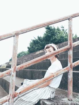 「Bread & Boxersのアイテム」を使った、kiki謝琦琦さん（レディース・162cm）の夏コーディネート