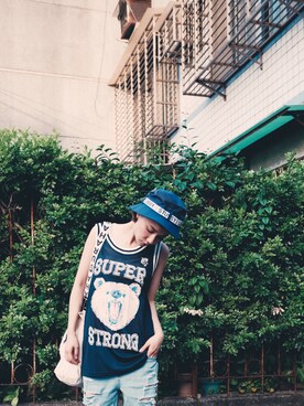 「lazybone（レイジーボーン）のアイテム」を使った、kiki謝琦琦さん（レディース・162cm）の夏コーディネート