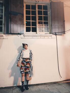 「Peter Jensen（ピーターイェンセン）のアイテム」を使った、kiki謝琦琦さん（レディース・162cm）の夏コーディネート