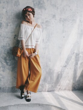 「ONCE UPON A TIME（ワンス　アポン　ア　タイム）のアイテム」を使った、kiki謝琦琦さん（レディース・162cm）の夏コーディネート