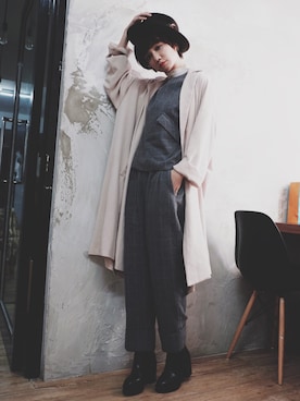 「SET UP」｜「アイテム（チェスターコート）」を使った、kiki謝琦琦さん（レディース・164cm）の秋コーディネート