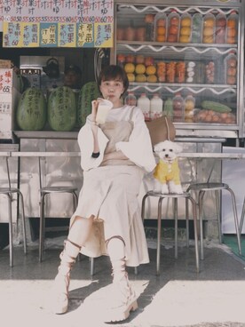 「a fadのアイテム（ワンピース/ドレス）」を使った、kiki謝琦琦さん（レディース・164cm）の春コーディネート