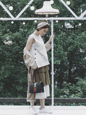 「minis mode（ミニモード）のアイテム」を使った、kiki謝琦琦さん（レディース・164cm）の夏コーディネート