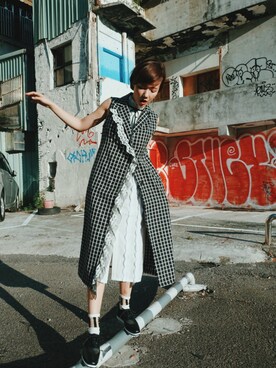 「Marjorie（マージョリー）のアイテム（ジャケット/アウター）」を使った、kiki謝琦琦さん（レディース・164cm）の夏コーディネート