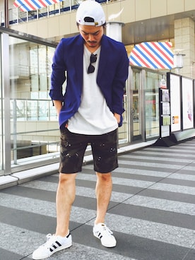 「Champion（チャンピオン）のアイテム（帽子）」を使った、nano・universe 梅田 STAFFさん（メンズ・170cm）の夏コーディネート