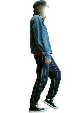 「Champion（チャンピオン）のアイテム（パンツ、ブルー系）」を使った、mmmさん（レディース・157cm）の春コーディネート