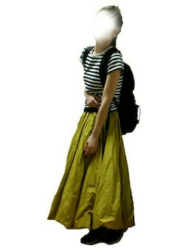 「GU（ジーユー）のアイテム（バックパック/リュック、ブラック系）」を使った、mmmさん（レディース・157cm）の春コーディネート