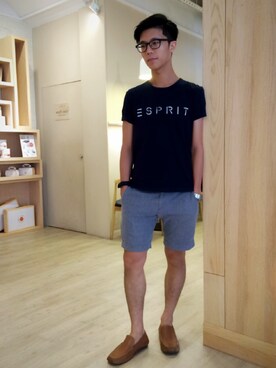 「ESPRIT（エスプリ）のアイテム（トップス）」を使った、海老民さん（メンズ・171cm）の夏コーディネート