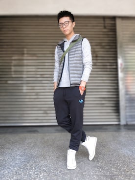 「Kenneth Cole（ケネスコール）のアイテム」を使った、海老民さん（メンズ・171cm）の冬コーディネート