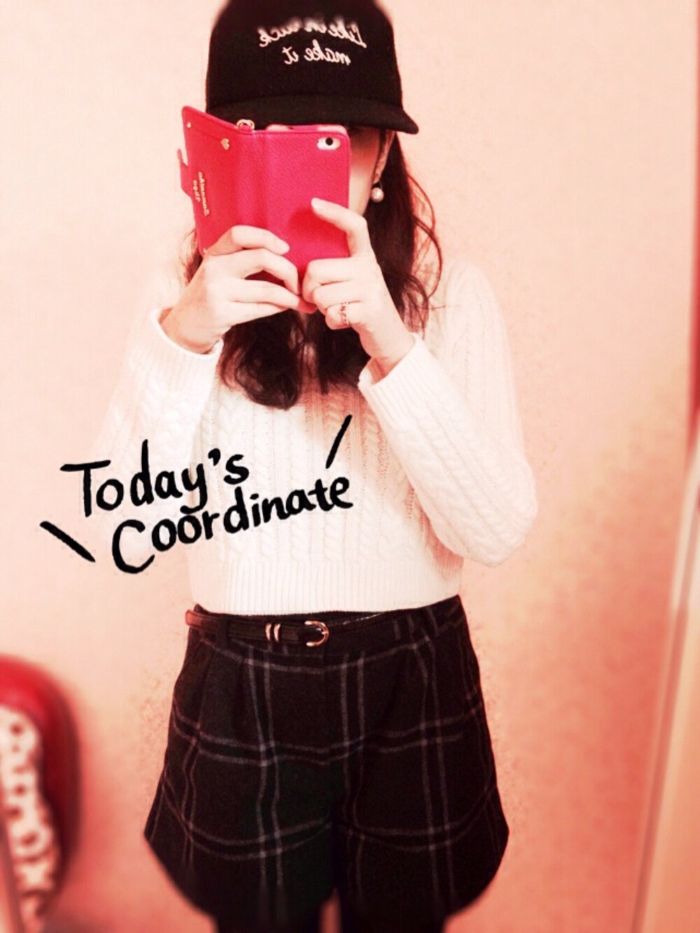 「dazzlinのアイテム（ニット/セーター、ホワイト系）」を使った、Yukina...♡さん（レディース・156cm）の冬コーディネートの1枚目の写真