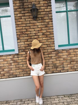 「Kinetics（キネティクス）のアイテム（帽子）」を使った、やかんさん（レディース・160cm）の夏コーディネート