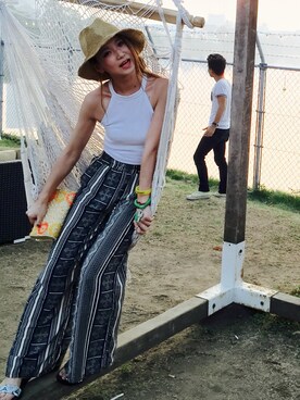 「Kinetics（キネティクス）のアイテム（帽子）」を使った、やかんさん（レディース・160cm）の夏コーディネート